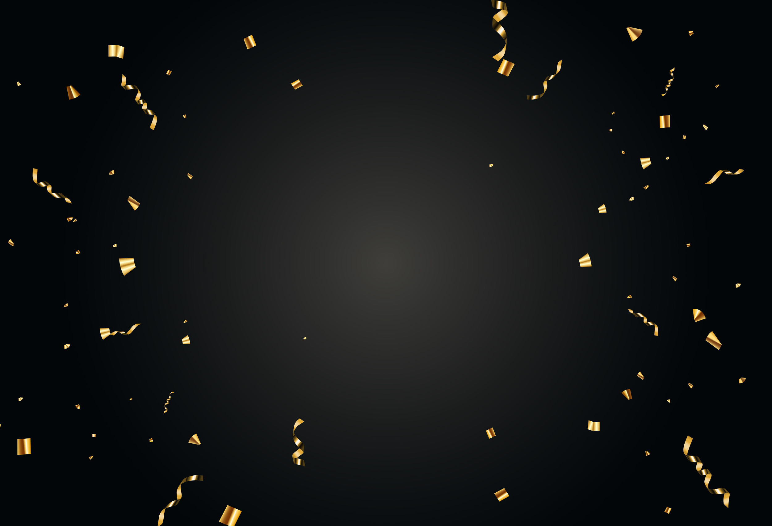 Gold Confetti on Black Background Wallpaper